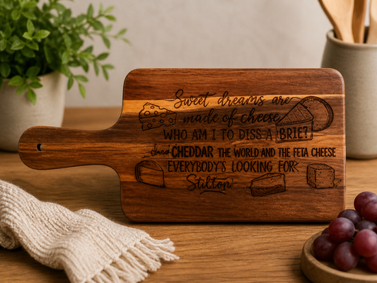 “Sweet Dreams Are Made of Cheese” Engraved Cheese Board