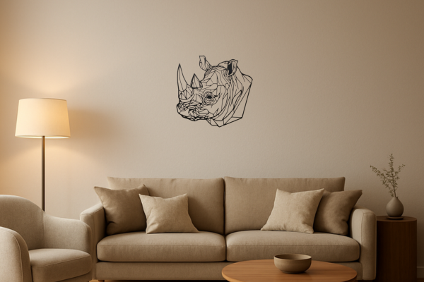 Geometric Rhino Wall Art | Minimalist Wildlife Statement Piece