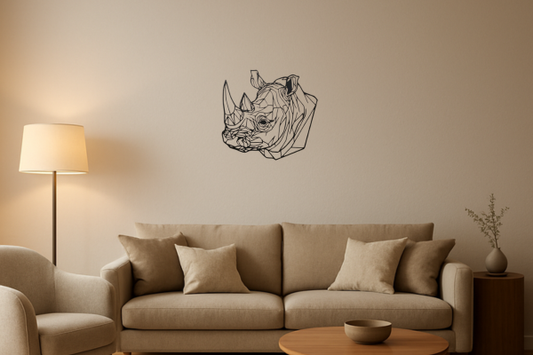 Geometric Rhino Wall Art | Minimalist Wildlife Statement Piece